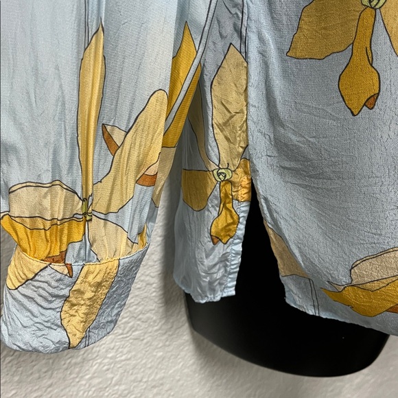 Reiss "Phoenix" Light Blue Long Sleeve Reef Print Blouse Size 10 - Picture 2 of 9